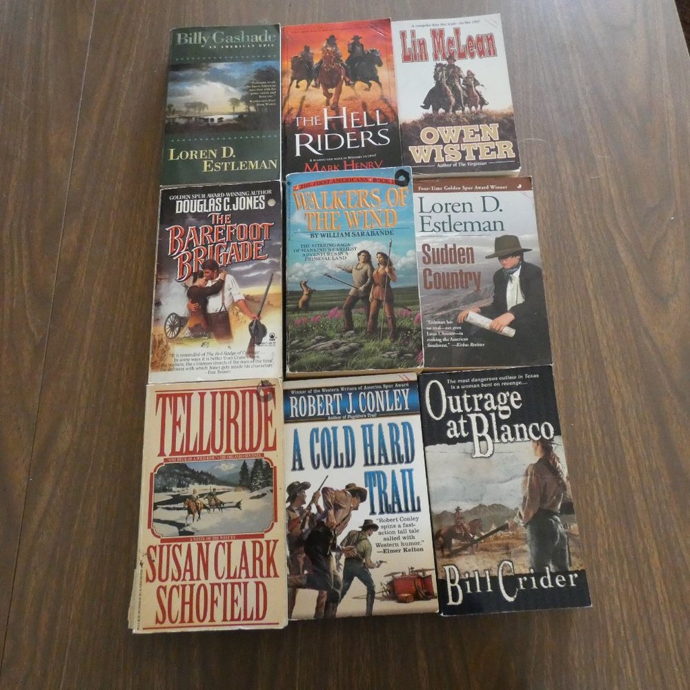 Lot Of 9 Vintage Western Paperbacks Various Authors